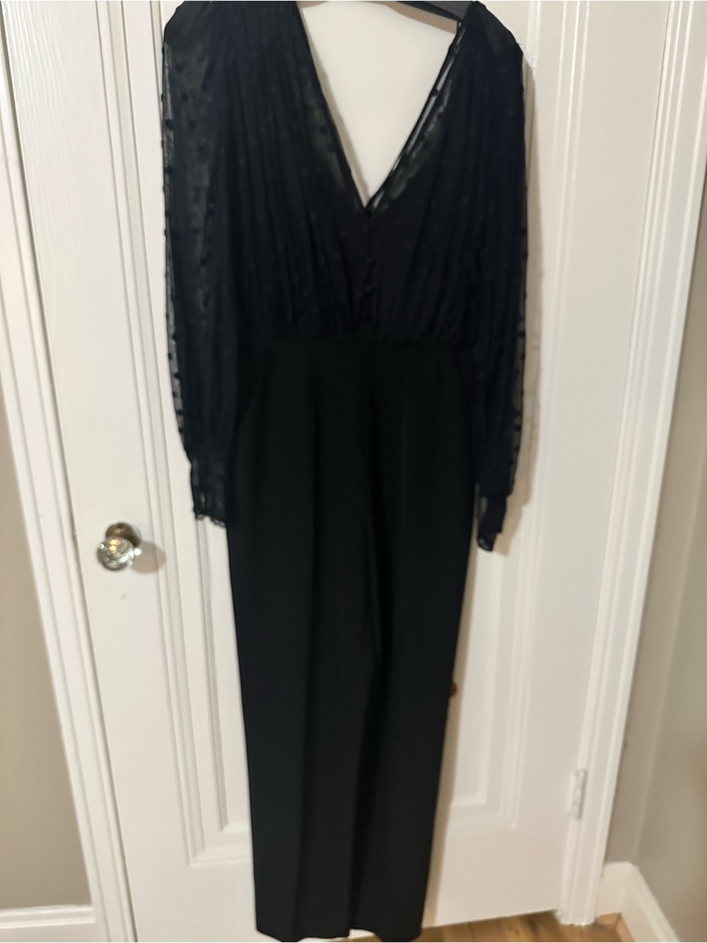 SALONI Black Sheer Dot-Textured Jumpsuit